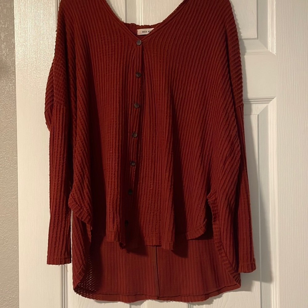 Red Waffle Knit Sweater